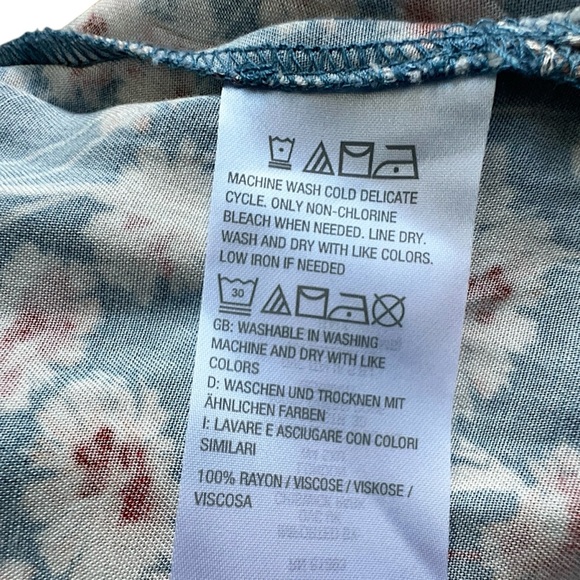 HAUTE HIPPIE | FLORAL MAXI SHIRTDRESS LONG SLEEVE BUTTON FRONT BLUE & WHITE | XL - Picture 10 of 11